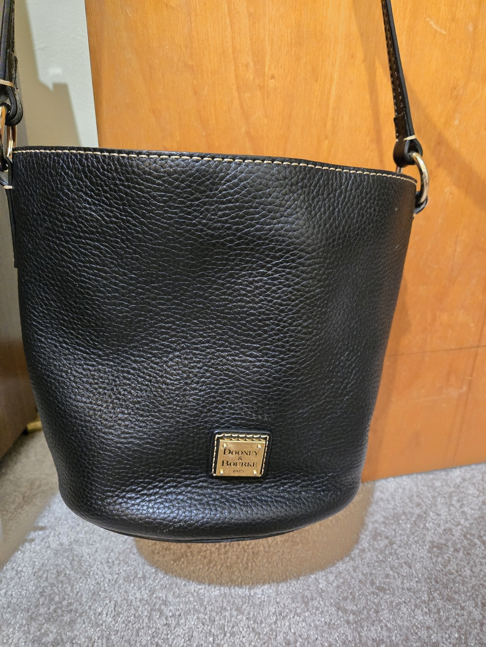 Dooney & Bourke Black Pebbled Leather Bucket Bag